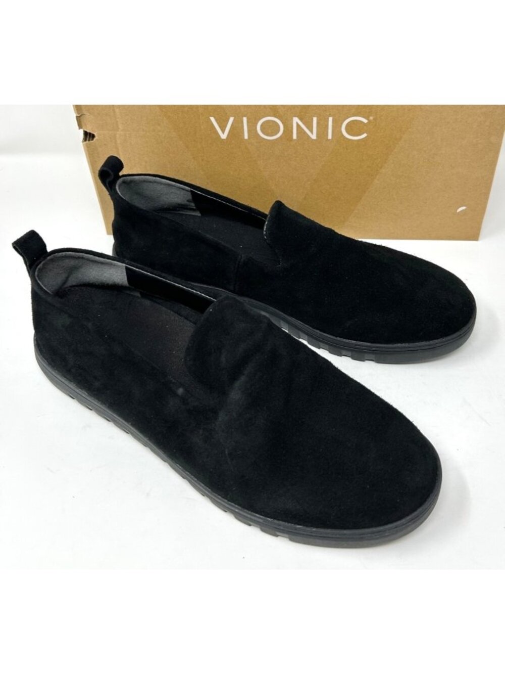 Vionic Uptown Willa Black Suede Slip On Sneakers Women's Size 10 Arch Support